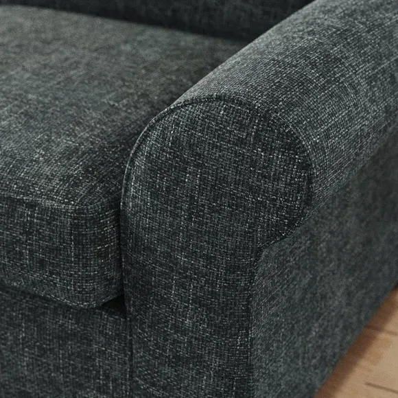 3-Seater Sofa with Curved Arms - Navy, Chenille