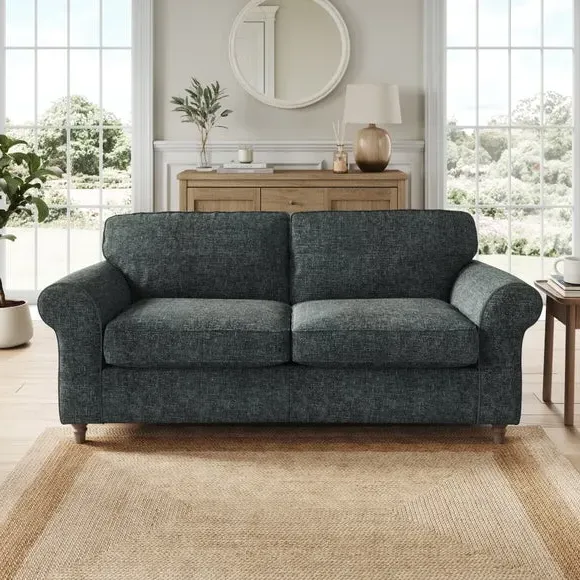 3-Seater Sofa with Curved Arms - Navy, Chenille