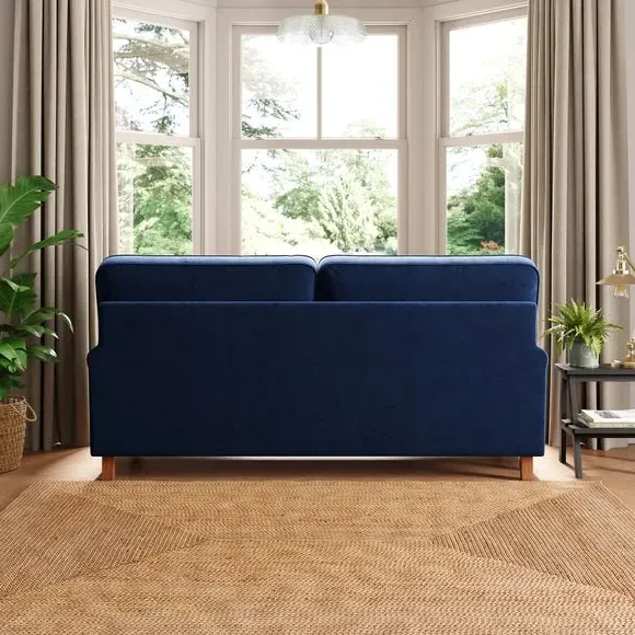 3-Seater Sofa with Curved Arms - Navy, Velvet