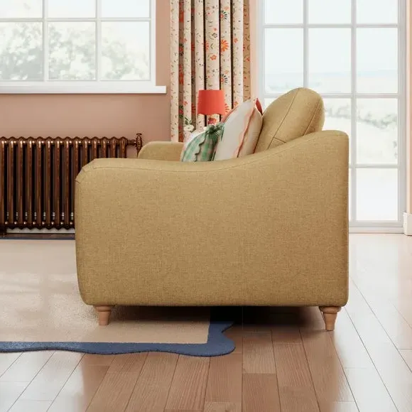 3-Seater Sofa with Curved Arms - Ochre, Faux Linen