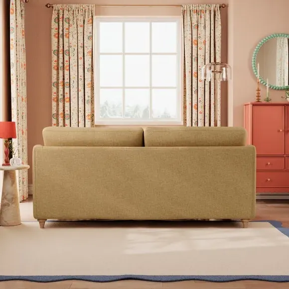 3-Seater Sofa with Curved Arms - Ochre, Faux Linen