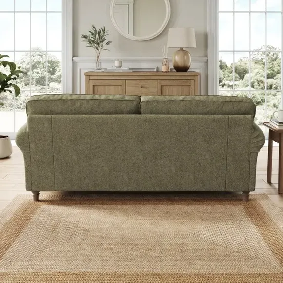 3-Seater Sofa with Curved Arms - Olive, Chenille
