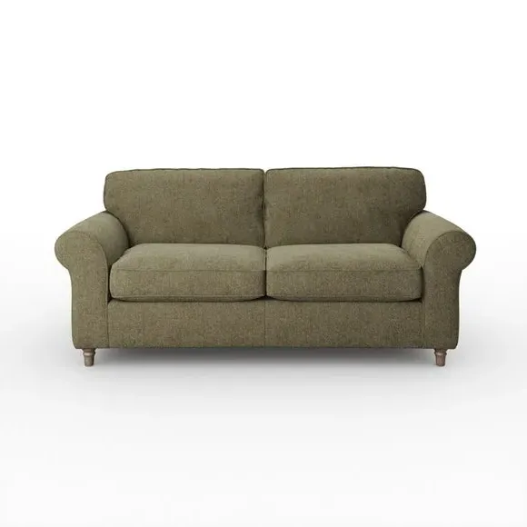 3-Seater Sofa with Curved Arms - Olive, Chenille