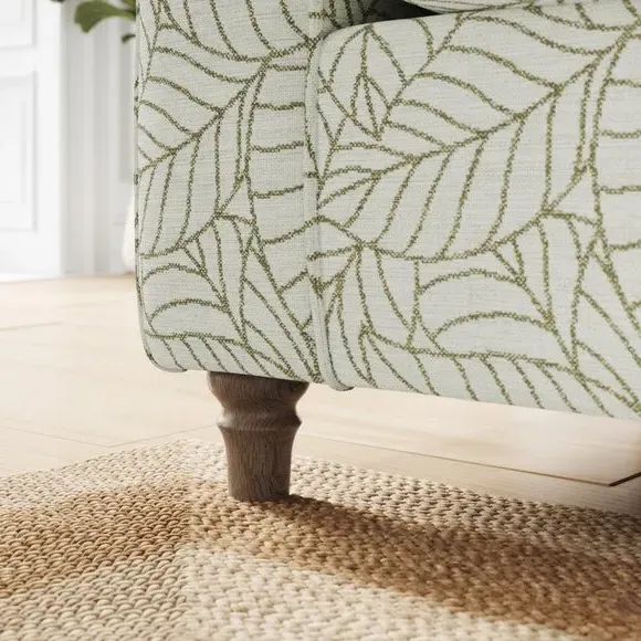 3-Seater Sofa with Curved Arms - Olive, Fabric