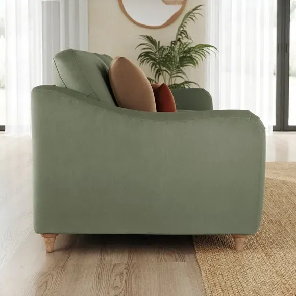 3-Seater Sofa with Curved Arms - Sage, Velvet