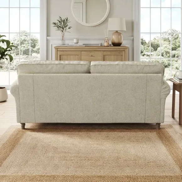 3-Seater Sofa with Curved Arms - Sandstone, Chenille