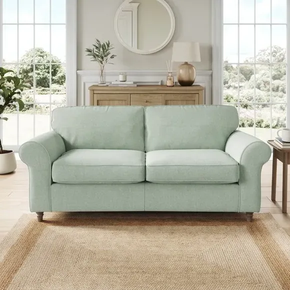 3-Seater Sofa with Curved Arms - Seafoam, Chenille