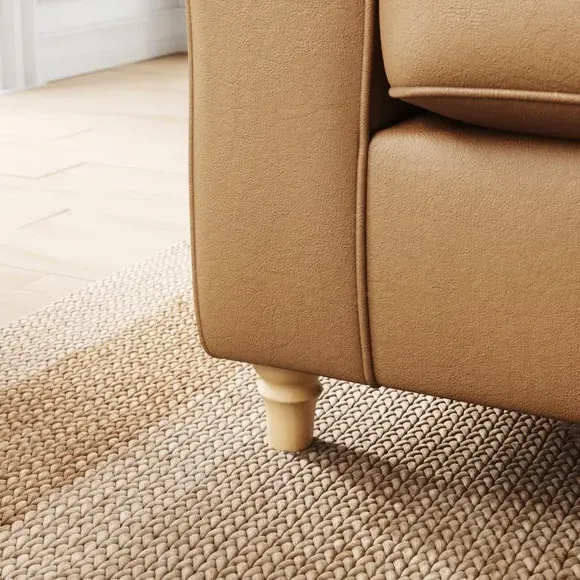 3-Seater Sofa with Curved Arms - Tan, Leather