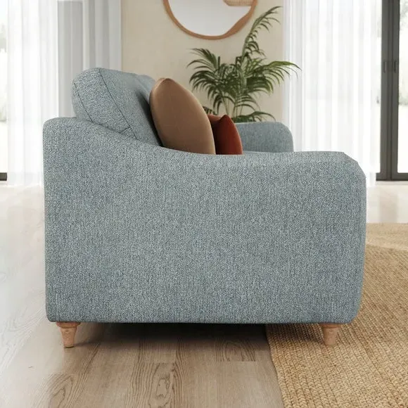 3-Seater Sofa with Curved Arms - Teal, Fabric