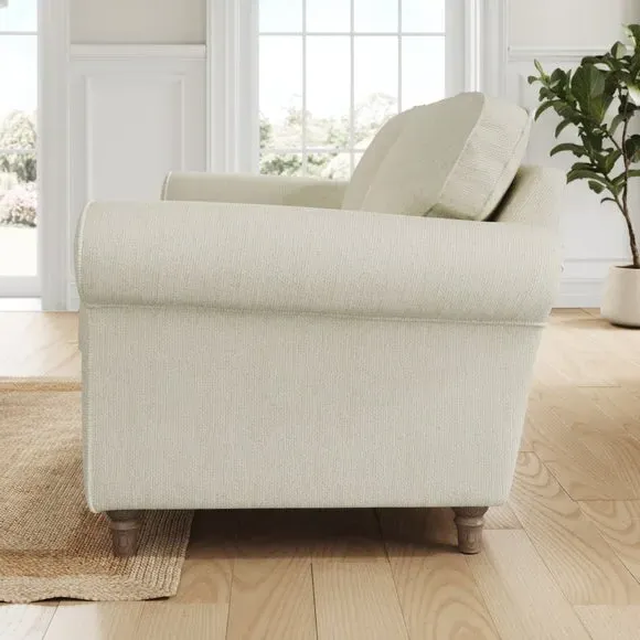 3-Seater Sofa with Curved Arms - White Sand, Chenille