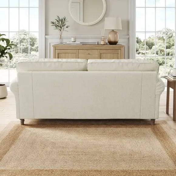 3-Seater Sofa with Curved Arms - White Sand, Chenille