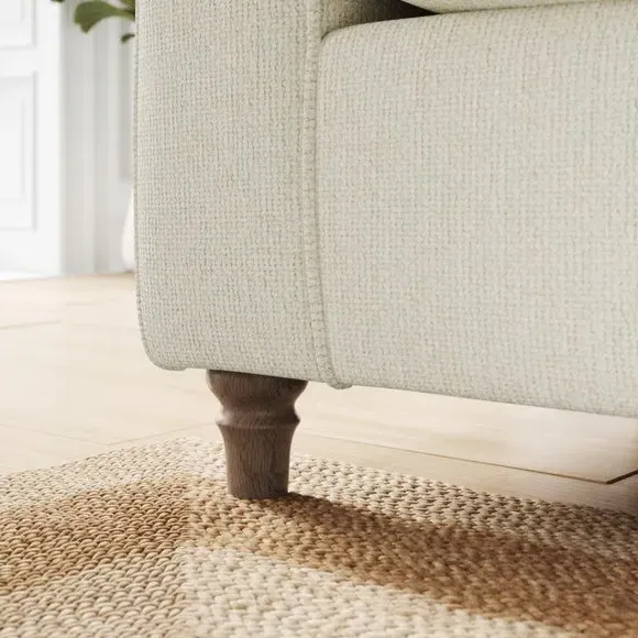 3-Seater Sofa with Curved Arms - White Sand, Chenille