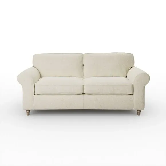 3-Seater Sofa with Curved Arms - White Sand, Chenille
