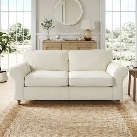 3-Seater Sofa with Curved Arms - White Sand, Chenille
