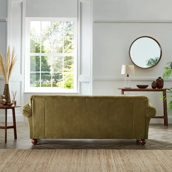 3-Seater Sofa with Cushions - Green, Faux Leather