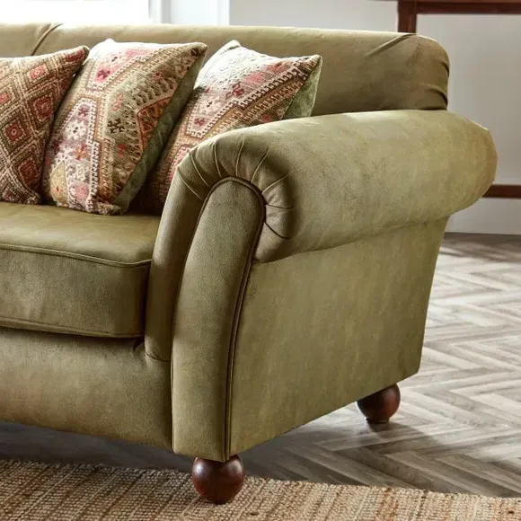 3-Seater Sofa with Cushions - Green, Faux Leather