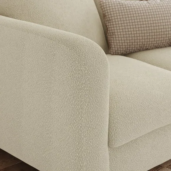 3-Seater Sofa with Deep Arms - Beige, Boucle