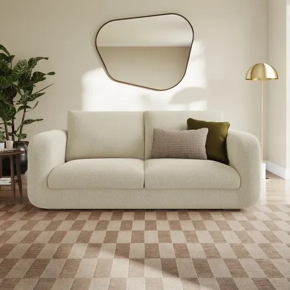 3-Seater Sofa with Deep Arms - Beige, Boucle image