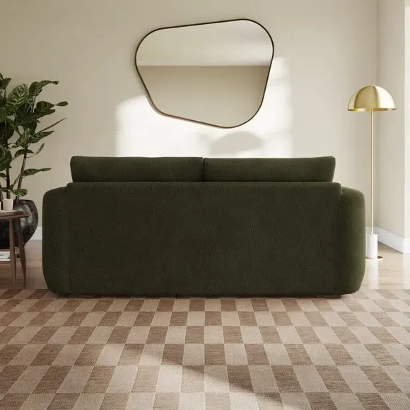 3-Seater Sofa with Deep Arms - Green, Boucle