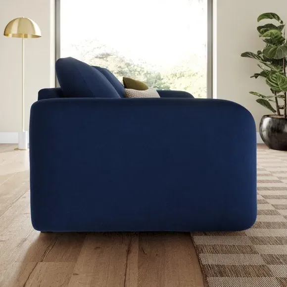 3-Seater Sofa with Deep Arms - Navy, Velvet