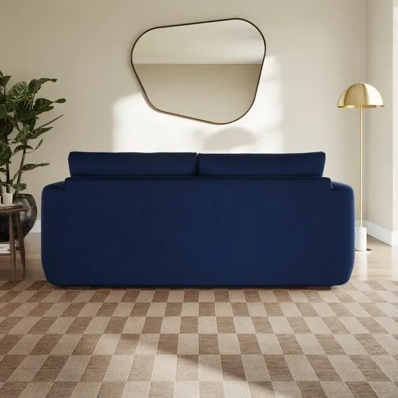 3-Seater Sofa with Deep Arms - Navy, Velvet