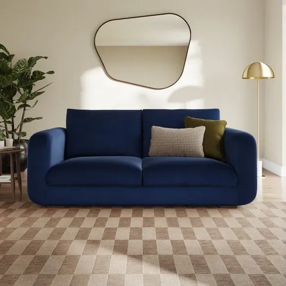 3-Seater Sofa with Deep Arms - Navy, Velvet image