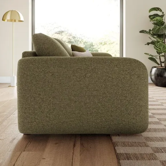 3-Seater Sofa with Deep Arms - Olive, Chenille