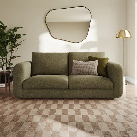 3-Seater Sofa with Deep Arms - Olive, Chenille