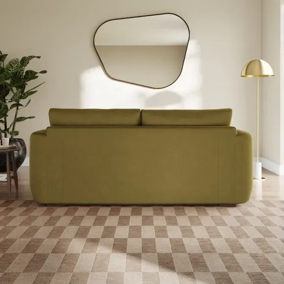 3-Seater Sofa with Deep Arms - Olive, Velvet
