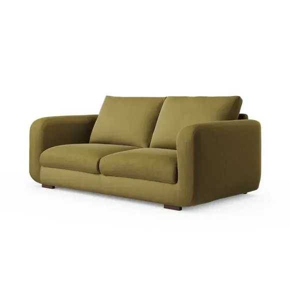 3-Seater Sofa with Deep Arms - Olive, Velvet