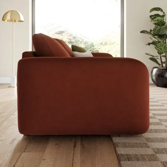 3-Seater Sofa with Deep Arms - Orange, Velvet