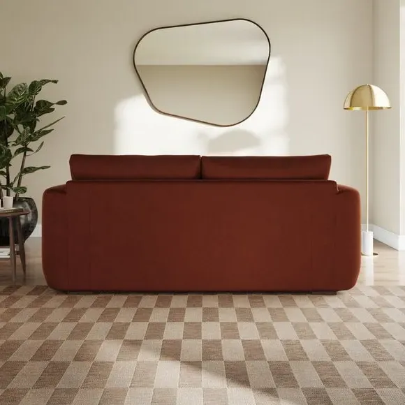 3-Seater Sofa with Deep Arms - Orange, Velvet