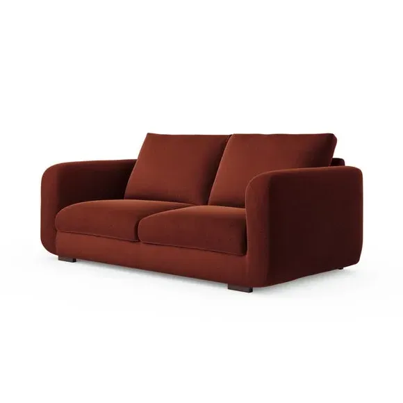 3-Seater Sofa with Deep Arms - Orange, Velvet
