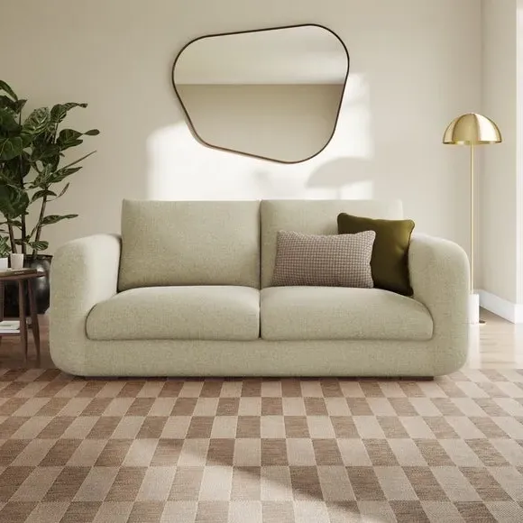 3-Seater Sofa with Deep Arms - Sandstone, Chenille