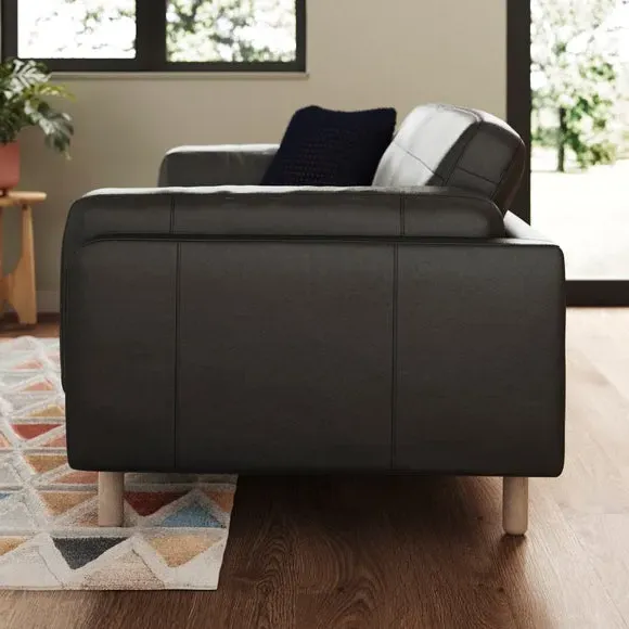 3-Seater Sofa with Deep Seating - Black, Leather