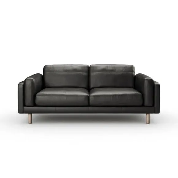 3-Seater Sofa with Deep Seating - Black, Leather