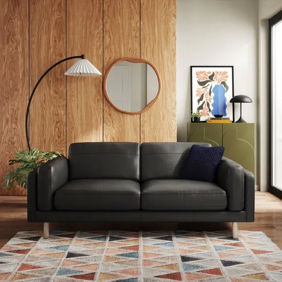 3-Seater Sofa with Deep Seating - Black, Leather image