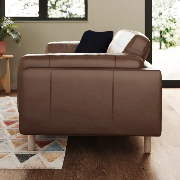 3-Seater Sofa with Deep Seating - Brown, Leather