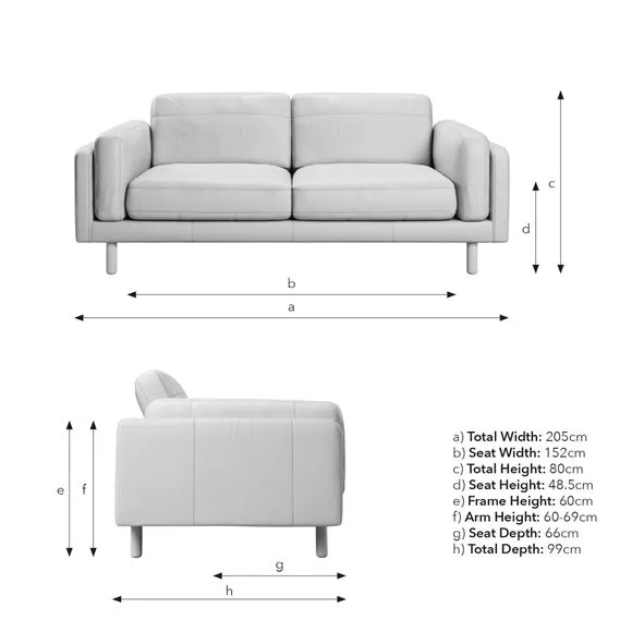 3-Seater Sofa with Deep Seating - Brown, Leather