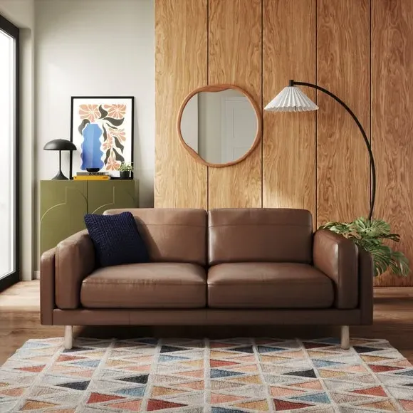 3-Seater Sofa with Deep Seating - Brown, Leather