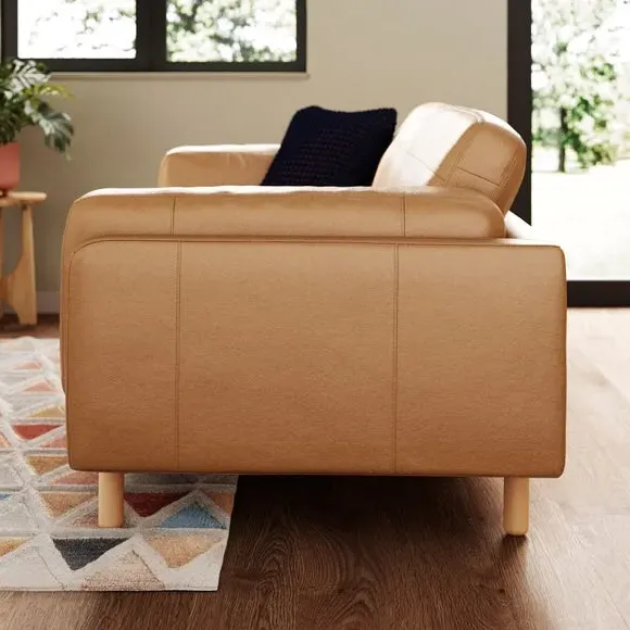 3-Seater Sofa with Deep Seating - Tan, Leather