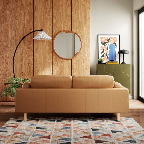 3-Seater Sofa with Deep Seating - Tan, Leather