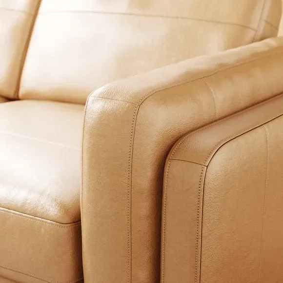 3-Seater Sofa with Deep Seating - Tan, Leather