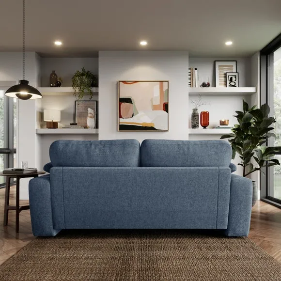 3-Seater Sofa with Feather Arms - Blue, Chenille