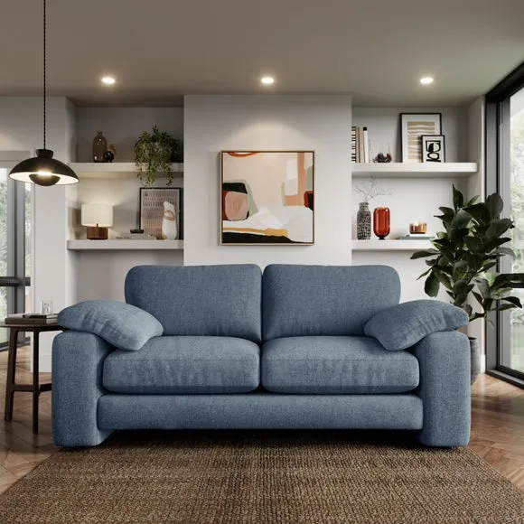 3-Seater Sofa with Feather Arms - Blue, Chenille image