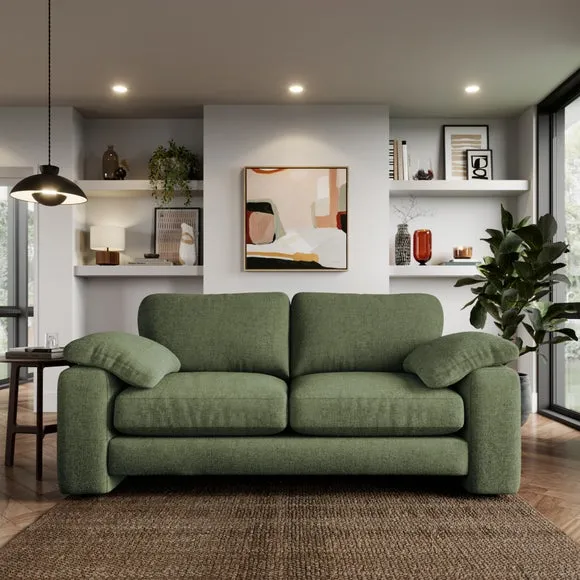 3-Seater Sofa with Feather Arms - Green, Chenille