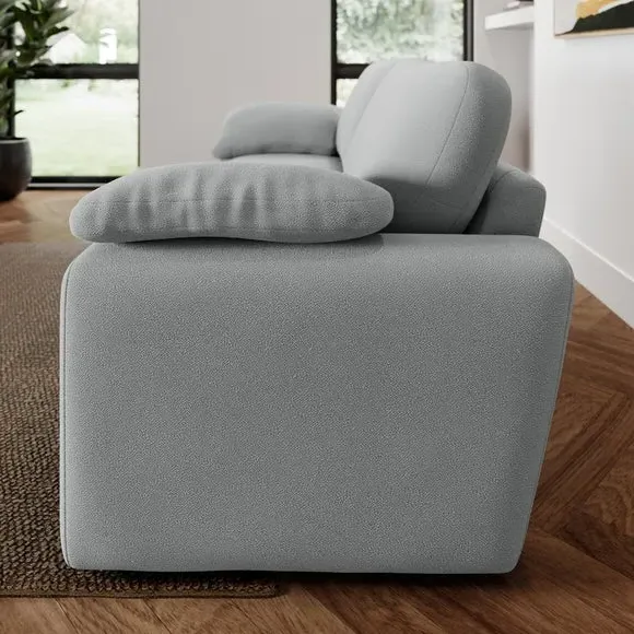 3-Seater Sofa with Feather Arms - Grey, Fabric