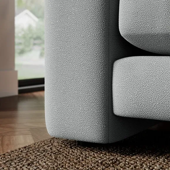3-Seater Sofa with Feather Arms - Grey, Fabric