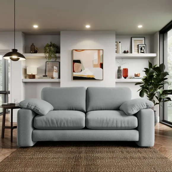 3-Seater Sofa with Feather Arms - Grey, Fabric image