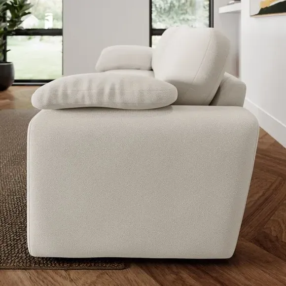 3-Seater Sofa with Feather Arms - Ivory, Fabric